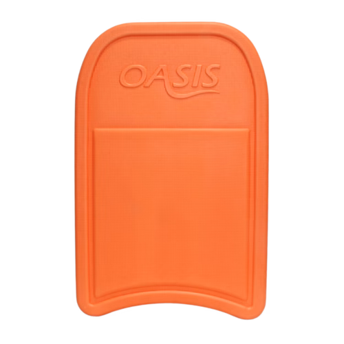 Orange Oasis kickboard used for swimming training and kicking practice